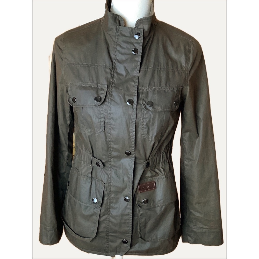 HUNTER Waxed Cotton Utility Rain Jacket Olive Green Coat Water Resistant XS - Picture 1 of 15